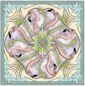 KARNET KWADRAT Z KOPERTĄ DNA FLAMINGOS