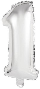 BALON FOLIOWY MINI CYFRA 1 SREBRNA 19,5X40CM