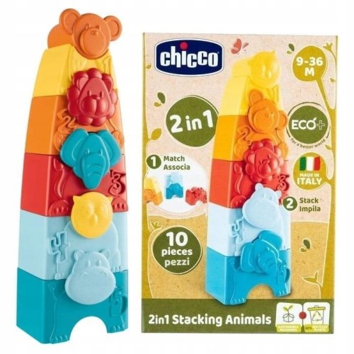Układanka wieża Zwierzątka Eco+ 10el, Chicco