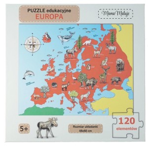 PUZZLE EDUKACYJNE EUROPA 120EL, MAMA MALUJE