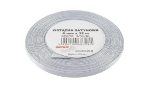 WSTĄŻKA SATYNOWA PLATYNOWA 6MMX32M 2SZT
