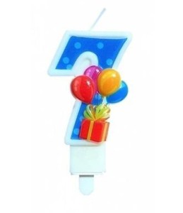 ŚWIECZKA URODZINOWA 7 Z BALONAMI