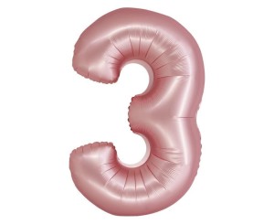 BALON FOLIOWY SMART CYFRA 3 J. RÓŻOWA MATOWA 76CM