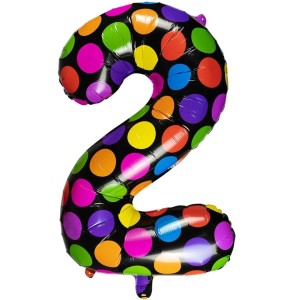 BALON FOLIOWY CYFERKA 2 W KROPKI