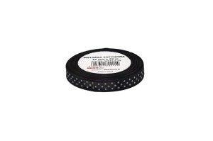WSTĄŻKA SATYNOWA W KROPKI CZARNA 12MMX22M