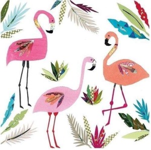 KARNET KWADRAT Z KOPERTĄ 3 FLAMINGOS