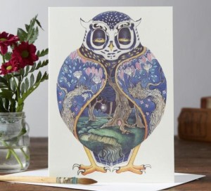 KARNET A062 B6 + KOPERTA NIEBIESKA SOWA