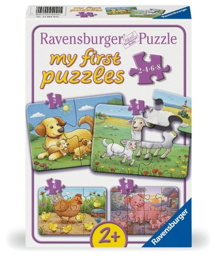 Puzzle dla dzieci 2D: Rodzina zwierząt 2-4-6-8el