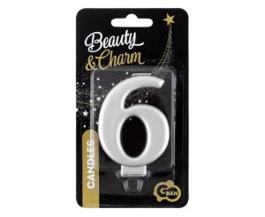 ŚWIECZKA B&C 6 METALIK SREBRNA 8,0CM