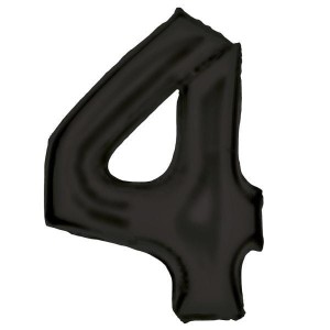 BALON FOLIOWY CYFRA 4 SATYNOWA CZARNA 86CM