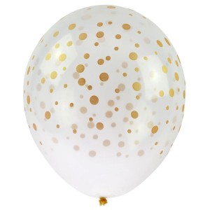 BALONY TRANSPARENTNE Z NADRUKIEM KONFETTI 30CM 5SZ