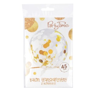 BALON TRANSPARENTNY Z KONFETTI CELEBRATE ZŁOTE
