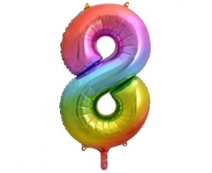 BALON FOLIOWY B&C CYFRA 8 TĘCZOWA 85CM