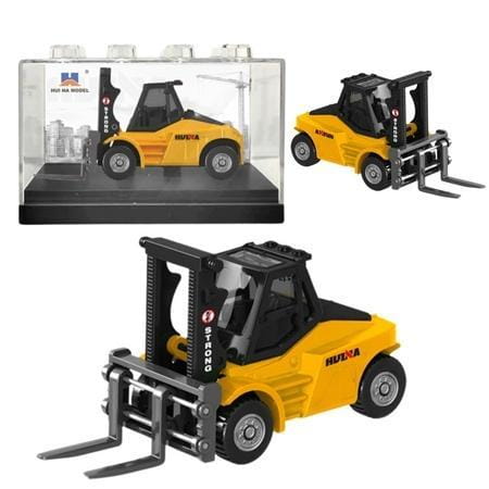 Wózek widłowy metalowy żółty 1:80, Leantoys