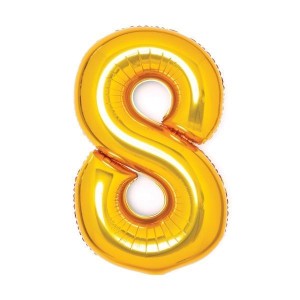BALON FOLIOWY CYFRA 8 ZŁOTA 49X66CM