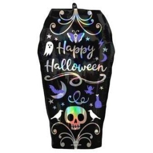 BALON FOLIOWY SUPERSHAPE IRIDESCENT COFFIN 38X68CM