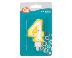 ŚWIECZKA CYFRA 4 Z KROPECZKAMI 7.5CM