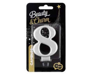 ŚWIECZKA B&C 8 METALIK SREBRNA 8,0CM