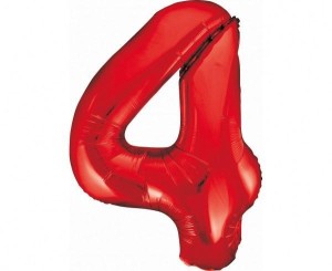 BALON FOLIOWY B&C CYFRA 4 CZERWONA 85CM