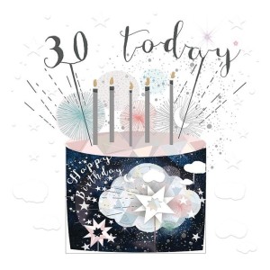 KARNET KWADRAT MAŁY Z KOPERTĄ URODZINY 30 ŚWIECZKI