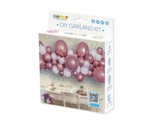 GIRLANDA BALONOWA DIY RÓŻOWO-ZŁ. 65 BALONÓW+TAŚMA