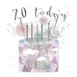 KARNET KWADRAT MAŁY Z KOPERTĄ URODZINY 70 ŚWIECZKI