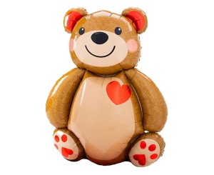 BALON FOLIOWY MIŚ Z SERDUSZKIEM 48X65CM