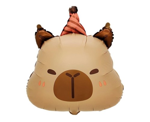 Balon foliowy Kapibara urodzinowa głowa 48x38cm