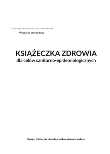 Książeczka zdrowia do celów sanitarno-epidemiologi