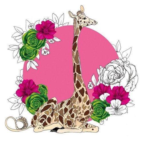 Karnet Swarovski kwadrat CL1427 Żyrafa kwiaty