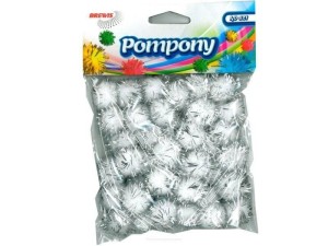 POMPONY METALICZNE SREBRNE 2CM
