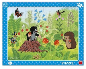 PUZZLE RAMKOWE KRECIK I POZIOMKI 40EL, DINO TOYS