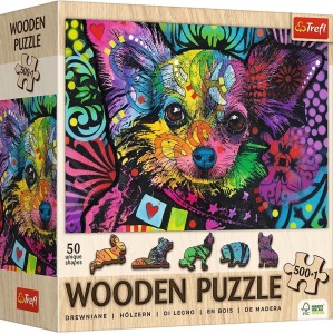 PUZZLE DREWNIANE 500+1 KOLOROWY SZCZENIAK TREFL