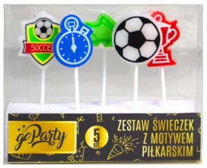ZESTAW ŚWIECZEK URODZINOWYCH MOTYW PIŁKARSKI