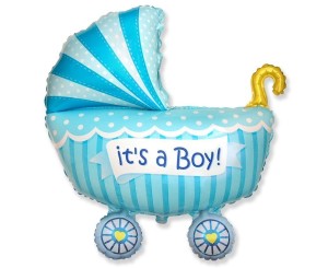 BALON FOLIOWY 61CM WÓZEK DLA CHŁOPCA
