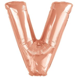 BALON FOLIOWY LITERA V RÓŻOWE ZŁOTO 78X86CM