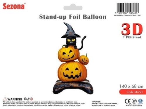 Balon Halloween Dynie i kot 140x68cm