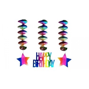 DEKORACJA URODZINOWA ŚWIDERKI HAPPY BIRTHDAY 3SZT