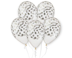 BALONY PREMIUM HEL KONFETTI SREBRNE 33CM 5SZT