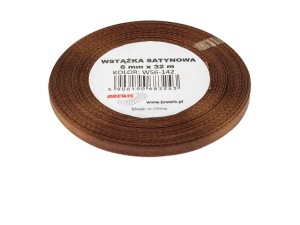 WSTĄŻKA SATYNOWA BRĄZOWA 6MMX32M 2SZT