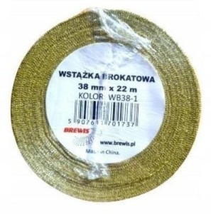 WSTĄŻKA BROKATOWA ZŁOTA 38MMX22M