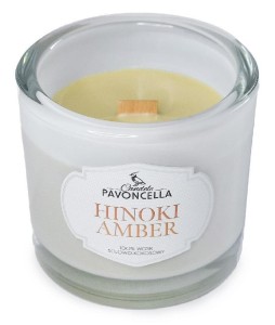 ŚWIECZKA SOJOWA HINOKI AMBER BIAŁA 170G