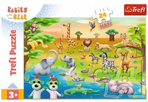 PUZZLE 24 MAXI BOBASKI I ZWIERZĘTA TREFL, TREFL