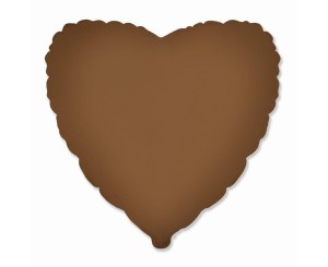 BALON FOLIOWY 46CM SERCE MATOWE CHOCO BROWN
