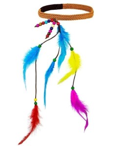 OPASKA HIPISKA Z KORALIKAMI I PIÓRKIEM