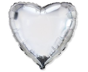 BALON FOLIOWY 46CM SERCE SREBRNE