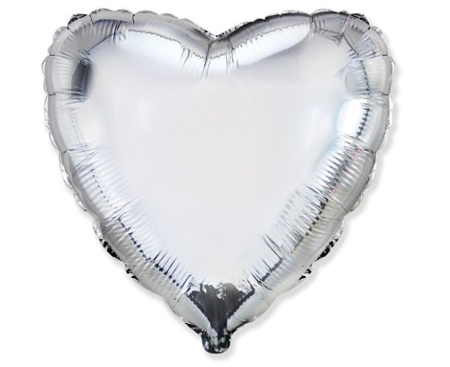 Balon foliowy 46cm Serce srebrne