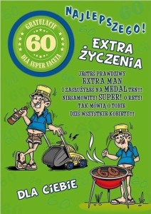 KARNET PARTY NAKLEJANY B6+KOPERTA URODZINY 60 WZ04