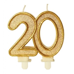 ŚWIECZKA URODZINOWA 20 ZŁOTY BROKAT