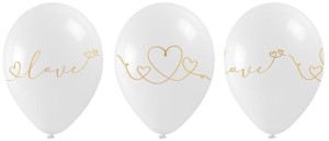 BALONY ZE ZŁOTYM WALENTYNKOWYM NADRUKIEM 5SZT